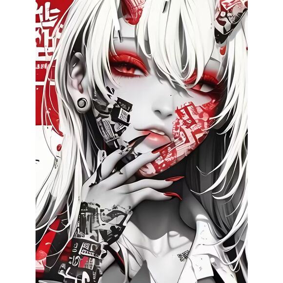 Cyberpunk Anime Girl Oni Demon Techwear Streetwear Joggers Pants S M, L, XL, XXL - Picture 4 of 6